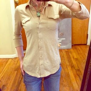 NY & Co Stretch Khaki Top XS